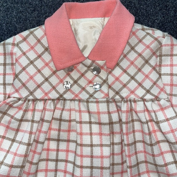 Millicents of San Francisco Other - Vintage Pink Brown Check Dress Coat‎ Millicents of San Francisco Girls 18 months